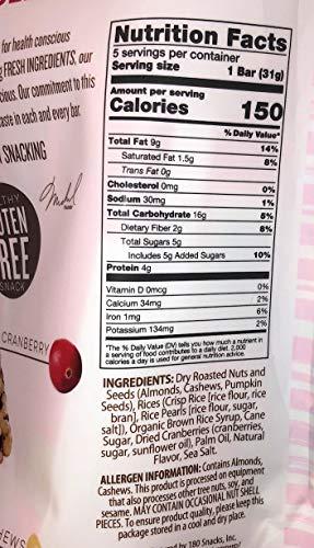 180 Snacks 180 Snacks Fruit Nut & Seed Crunch Bar 1 Pack, 5 Snack Bars (Cranberry)