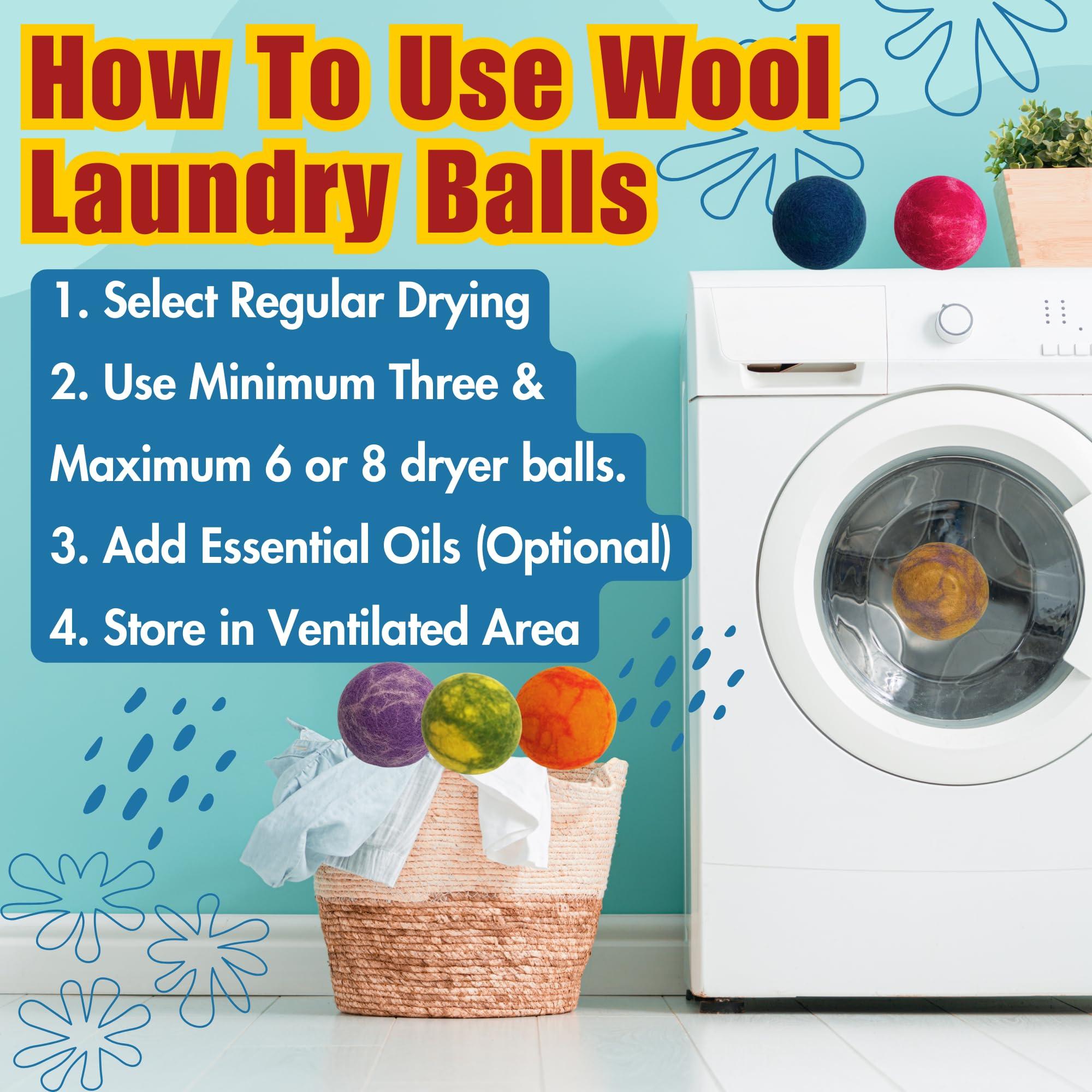 Shop Factory Direct Wool Dryer Balls 100% New Zealand Wool Dryer Balls, Chemical Free Fabric Softener for 1000+ Loads, Hypoallergenic, Cruelty-Free, Reusable, Baby Safe, Handmade Color 6 Pack XL Tie Dye Wool Balls.