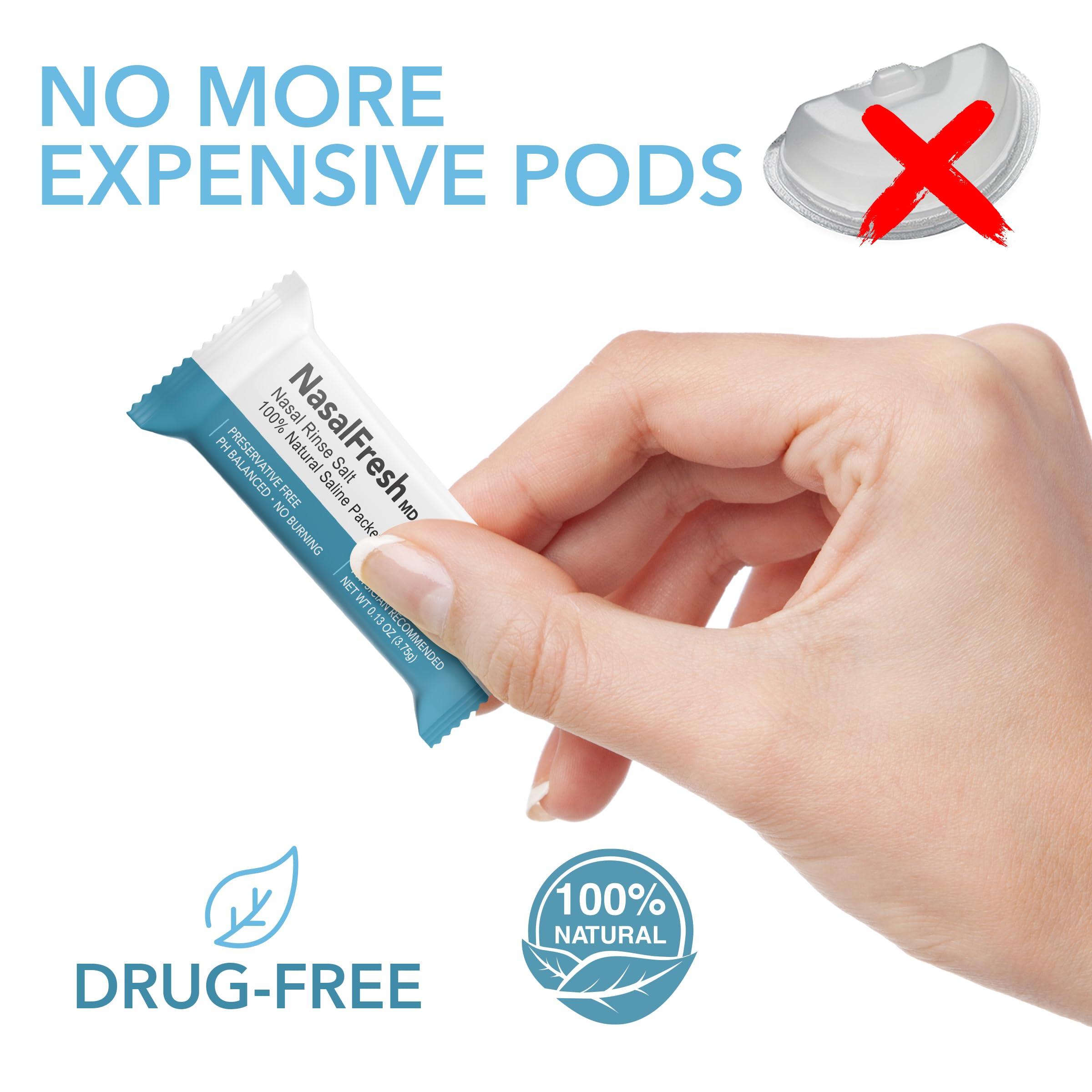 SPA SCIENCES NASALFRESH MD - Dual Powered Nasal Irrigation System Nasal Rinse and Wash - Sinus Decongestant Relief System w/ 30 Saline Packets - Rechargeable - Snoring Remedy