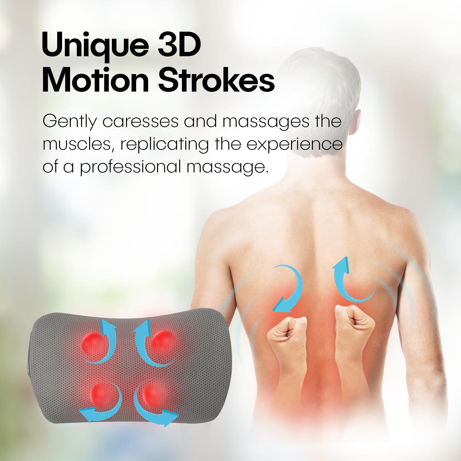 Soothio Back Massager for Pain Relief Deep Tissue, with Heat, New Shiatsu 4D Motion, Strong Motor for Tough Backs, Car Charger, Very Effective for Lower Back Pain Relief, Neck, Shoulder