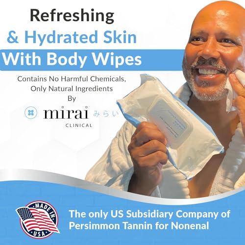 Mirai Mirai Clinical's Deodorizing Body Wipes for Women & Men - Cleansing & Refreshing Deodorant Wipes Women & Men Love - Fights Nonenal Body Odor - For Whole Body Usage - Unscented - 3 packs.