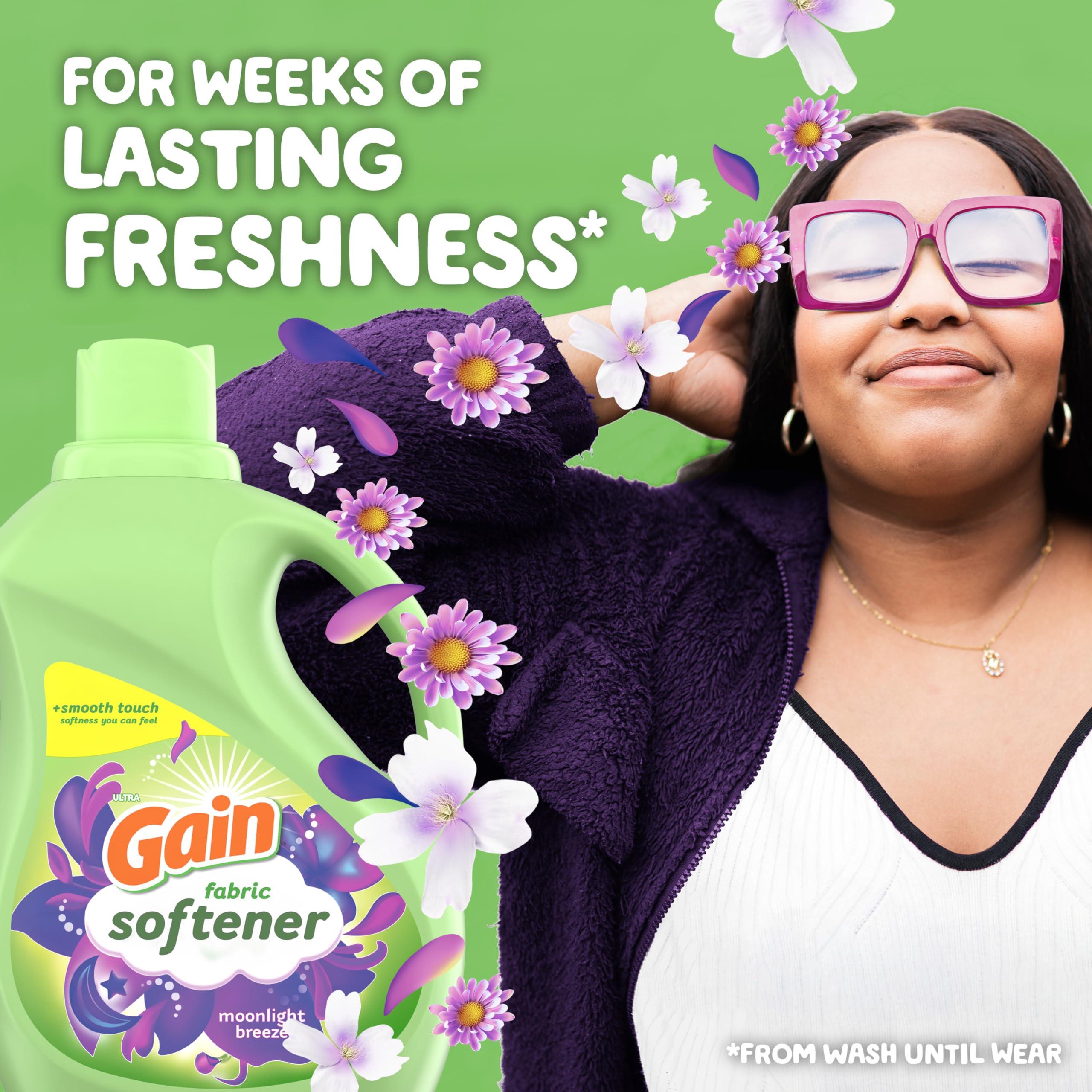 Gain Gain Fabric Softener, Moonlight Breeze, 35 fl oz (4 Pack)