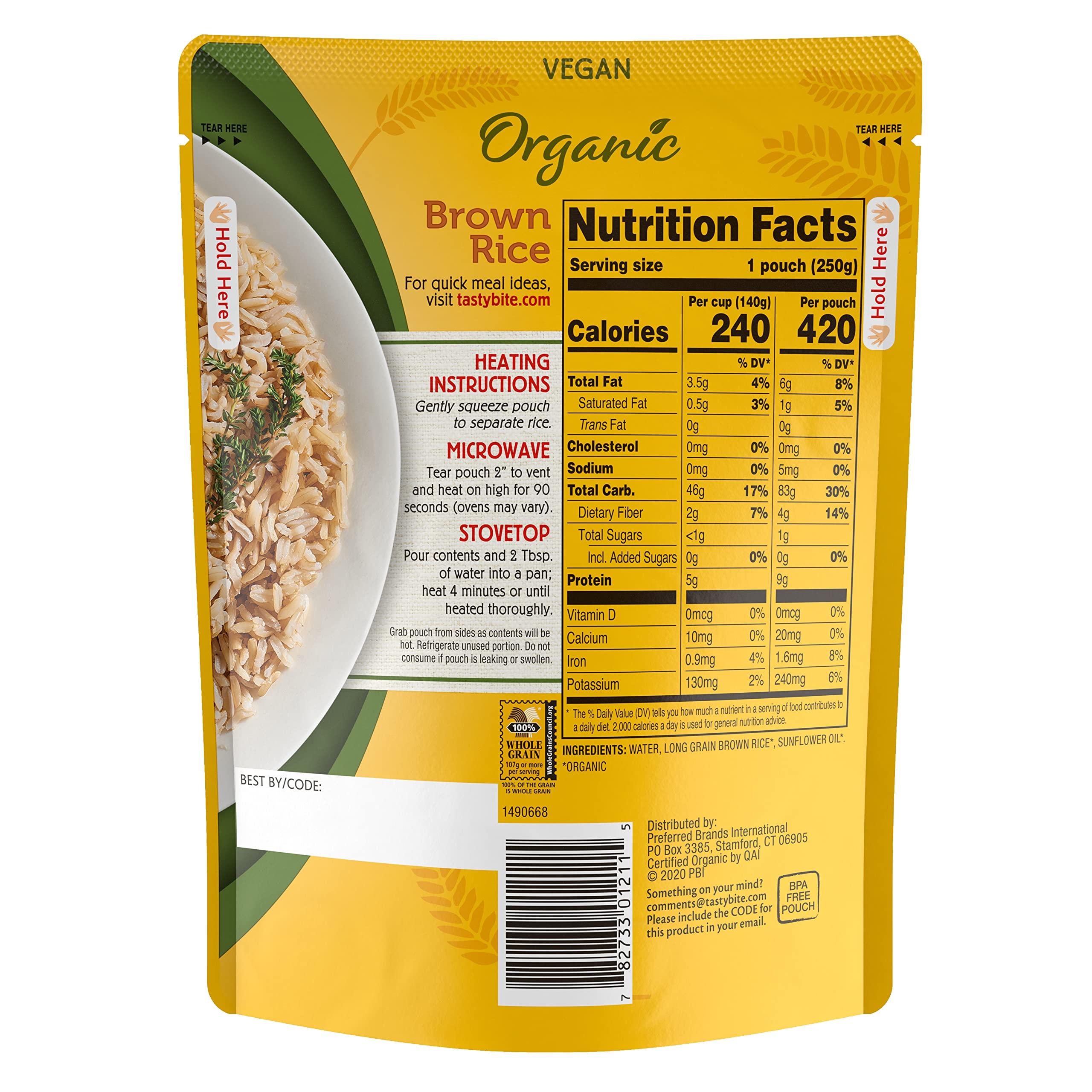 TASTY BITE Tasty Bite Organic Brown Rice, 8.8 Ounce, Ready to Eat, Microwavable, Vegan, Gluten-Free