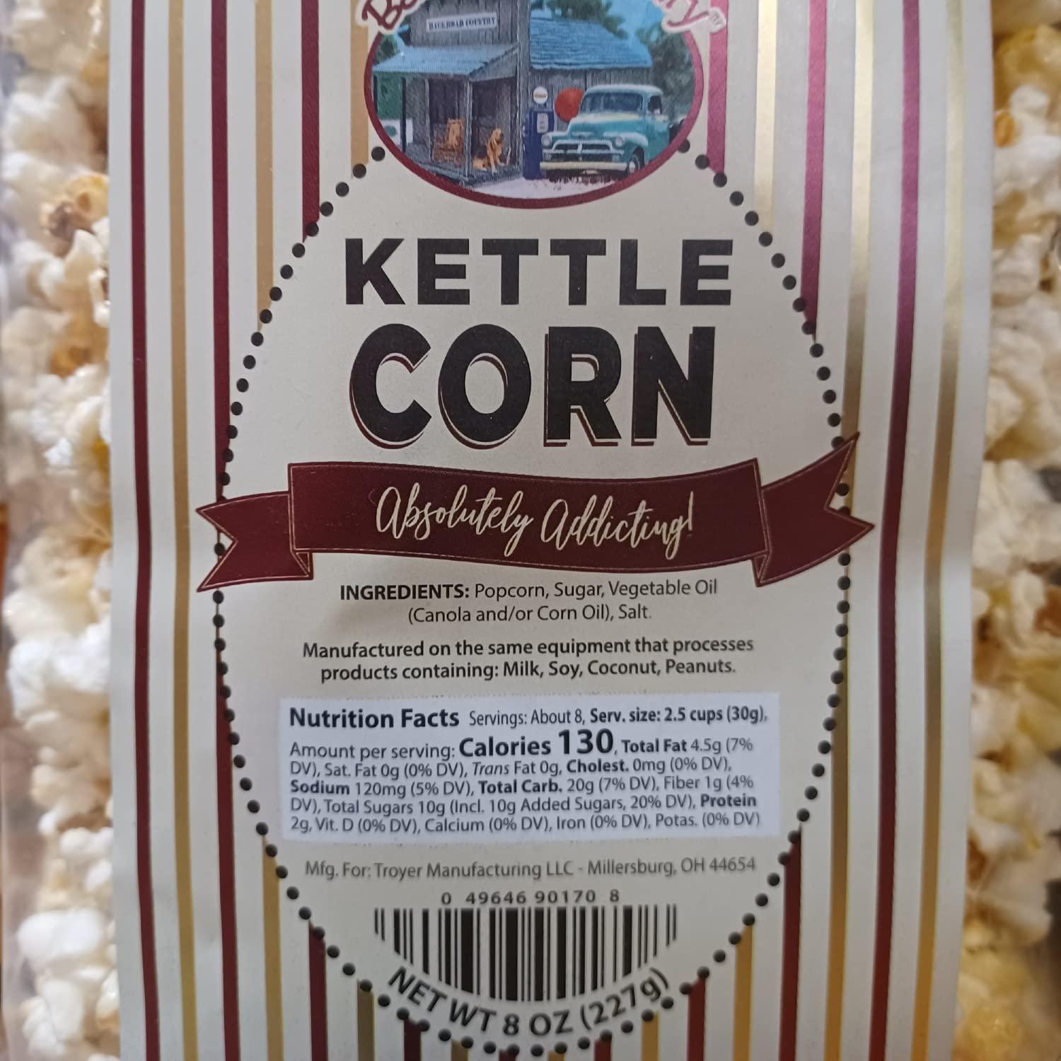 Troyer Cheese Inc Troyer Backroad Country Kettle Corn, Ohio USA Made, Three 8 oz Bags