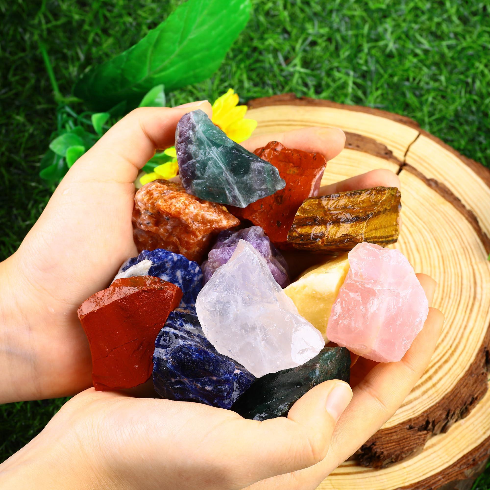 UFEEL UFEEL 1 LB Bulk Rough Clear Quartz Crystal - Large 1\" Natural Raw Stones Crystal for Tumbling, Cabbing, Fountain Rocks, Decoration,Polishing, Wire Wrapping, Wicca & Reiki Healing Crystals