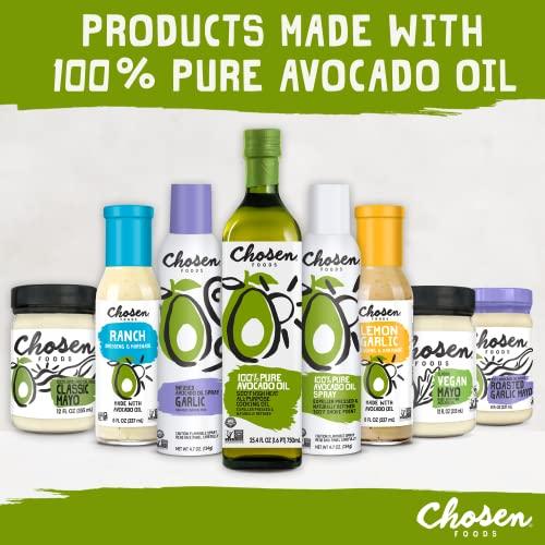 Chosen Foods Chosen Foods Classic Vegan Avocado Oil-Based Mayonnaise, Gluten & Dairy Free, Low-Carb, Keto & Paleo Diet Friendly, Mayo for Sandwiches, Dressings and Sauces (12 fl oz)