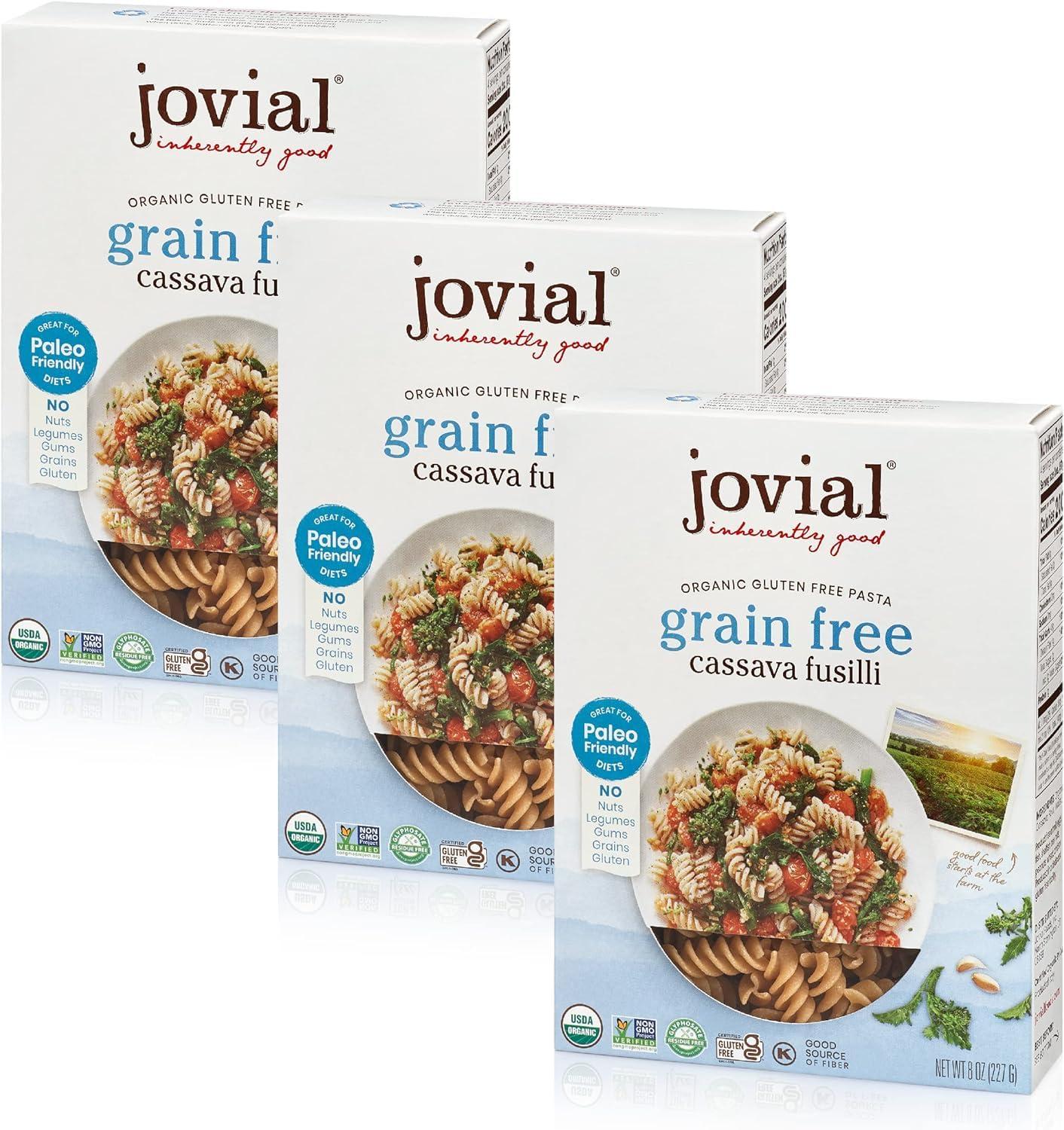 Jovial Jovial Grain-Free Cassava Fusilli - Cassava Fusilli Pasta, Paleo Friendly Pasta, Grain-Free, Certified Gluten-Free, USDA Certified Organic, Non-GMO, High-Fiber - 8 Oz (Pack of 6)
