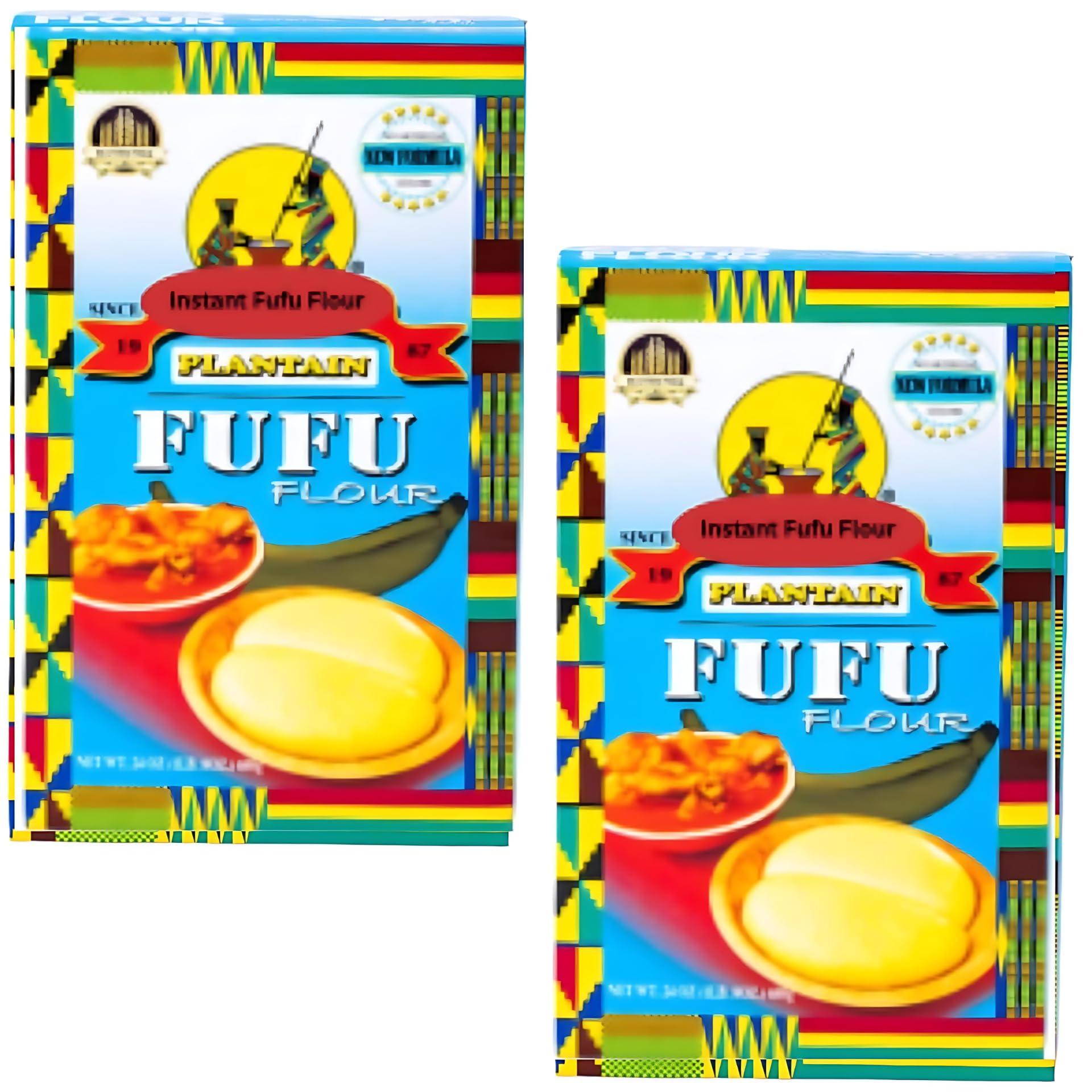 African Delights African Delights Fufu Flour - Instant Fufu Flour - Make Authentic Fufu at Home - Gluten Free, Vegan Fufu Mix African | (Tropiway Plantain Fufu 24oz x2)