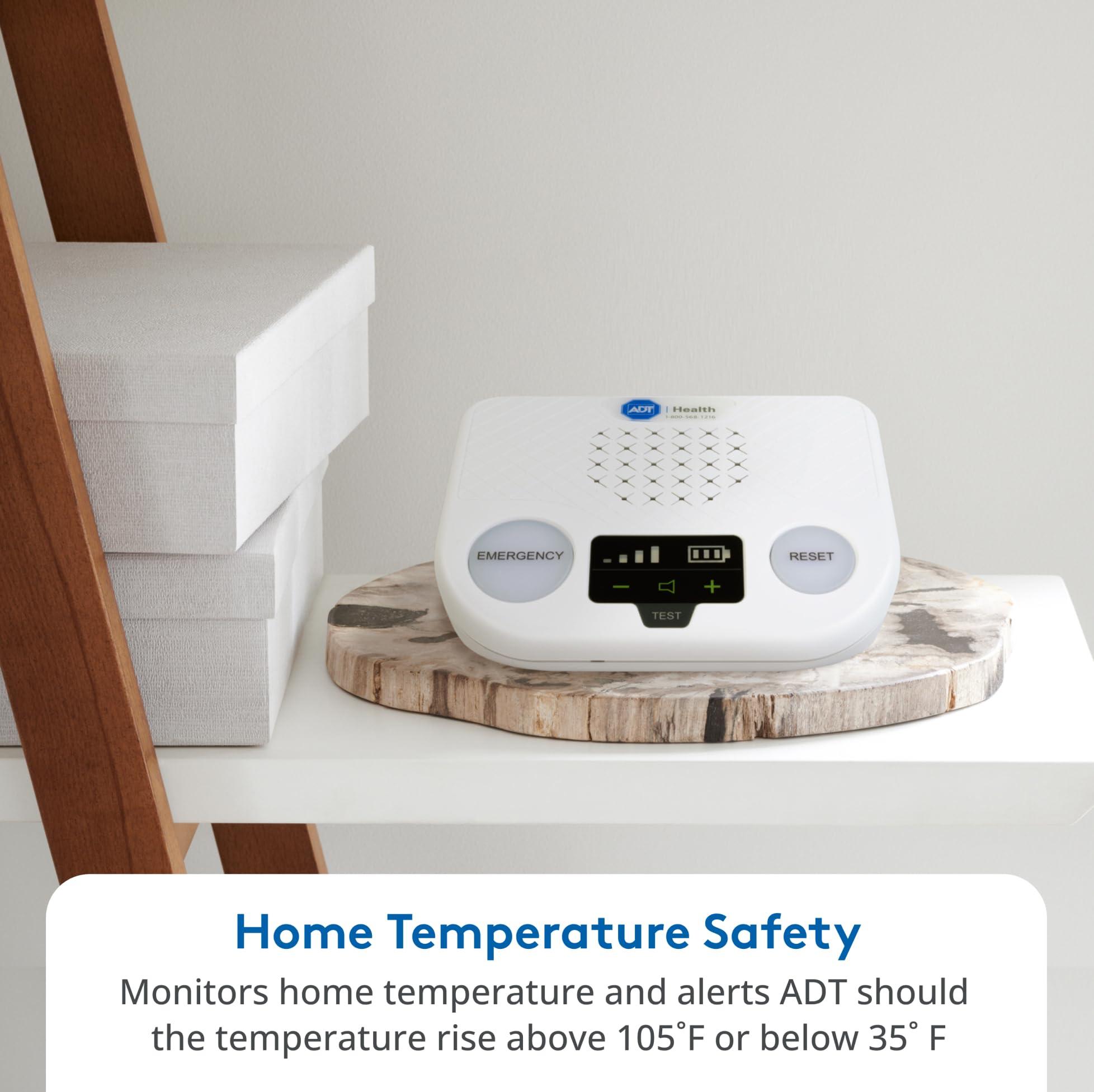 ADT ADT Medical Alert Plus - in-Home Medical Alert System for Seniors - Cellular 4G Coverage, 600ft Pendant Range, Home Temperature Monitoring, 24/7 U.S. Based Monitoring (White Wristband)