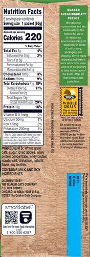 Quaker Quaker Instant Oatmeal, Protein Apple Cinnamon, 6 Count