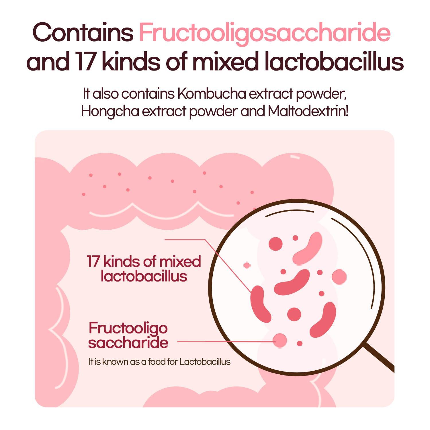 Funeat Funeat Real Kombucha Peach Flavor, Zero Sugar, Sparkling Fermented Powered Mix Beverage from Korea, 30 Sticks, 5 Ounce