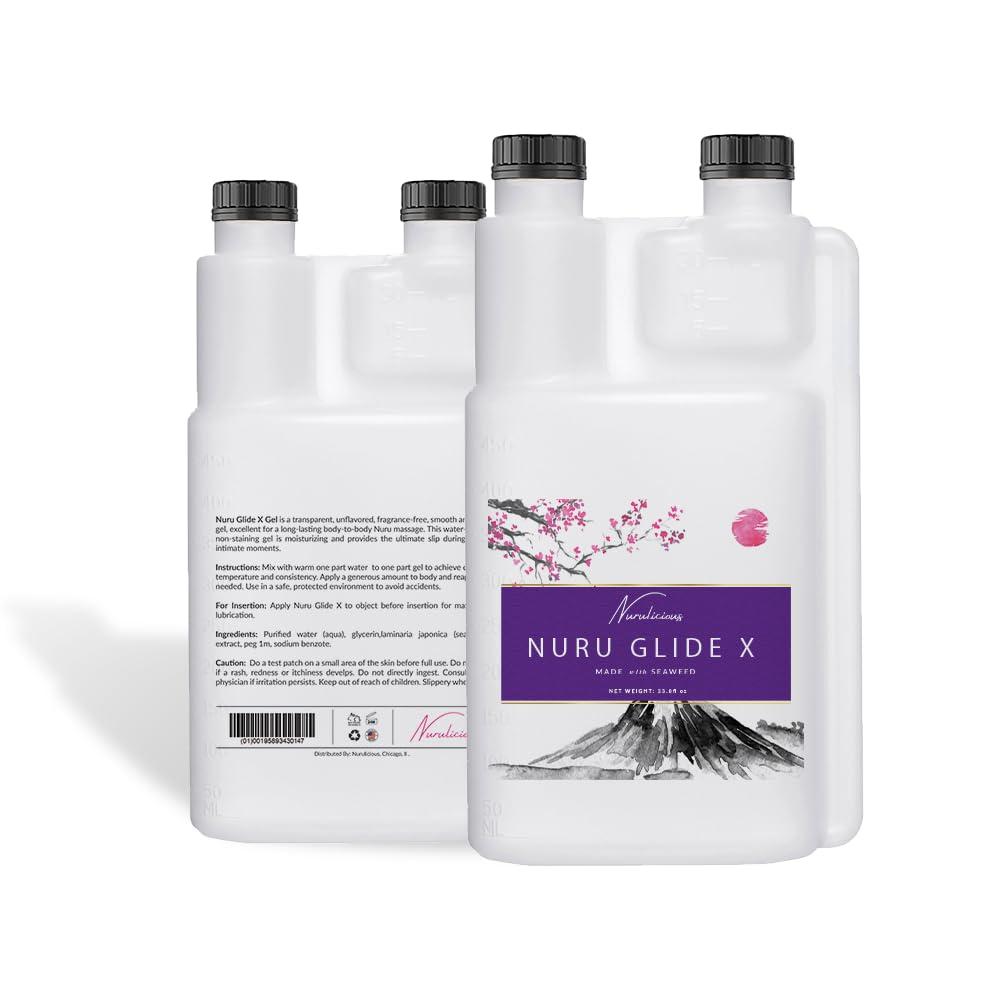 Nurulicious Nuru Gel X: Super Slippery Nuru Gel | Premium Nuru Massage Therapy Gel is Ideal for All Massage Types. Alternative to Massage Oil. Full Body Massage Therapy Gel.Edible, Non-Staining, and Heatable