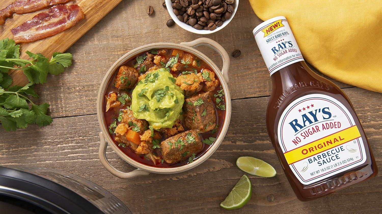 Sweet Baby Ray\'s Sweet Baby Rays No Sugar Added BBQ Sauce - Original Flavor, 18.5 oz. (Pack of 3) - Delicious and Sweet without the Added Sugar for a Healthier BBQ Experience - Includes Sweet Baby Ray\'s Sticker