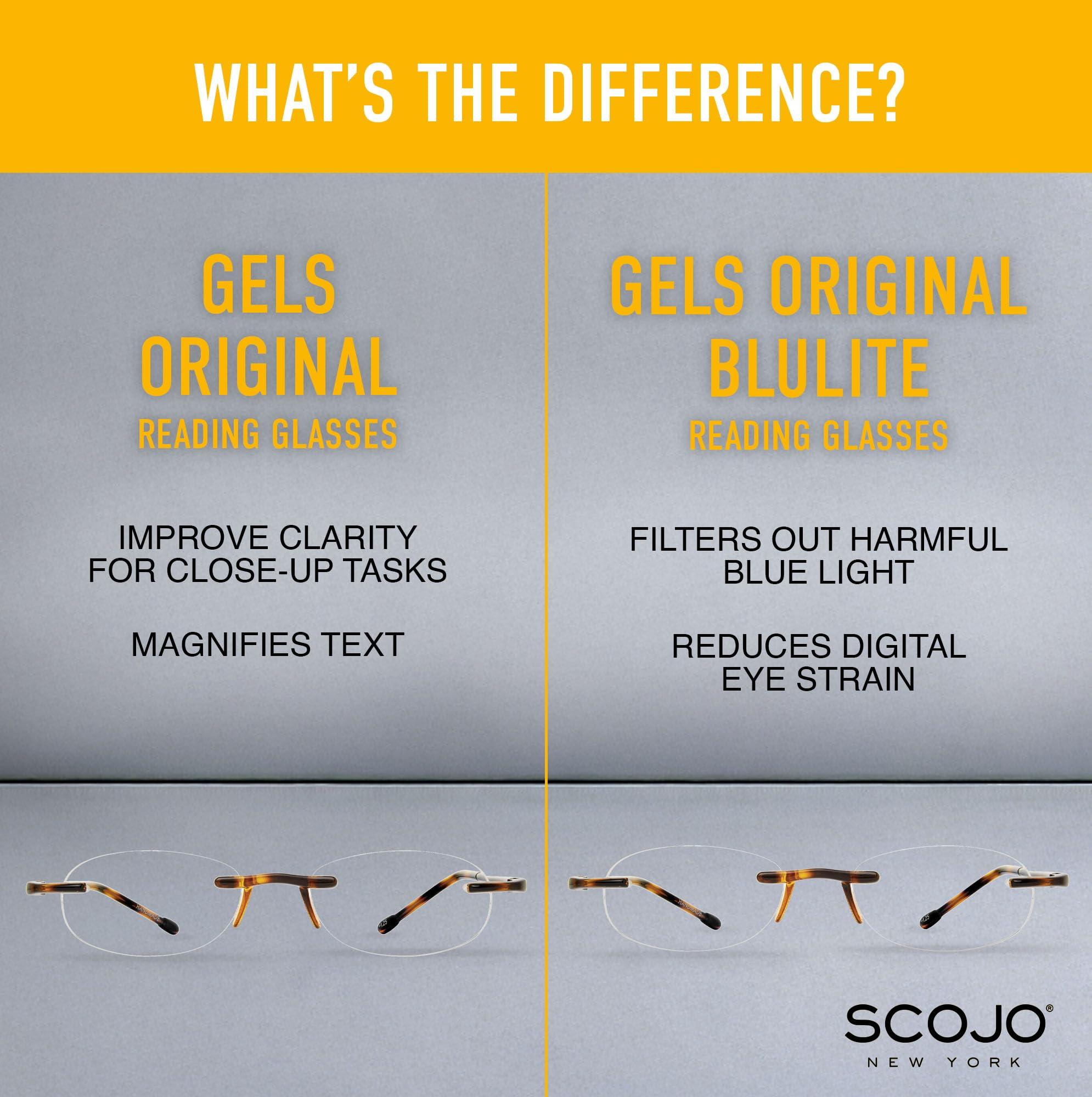 Scojo New York Scojo New York Gels Original Reading Glasses | 2x TORTOISE | Readers for Men & Women | Stylish, Scratch-Resistant Lenses
