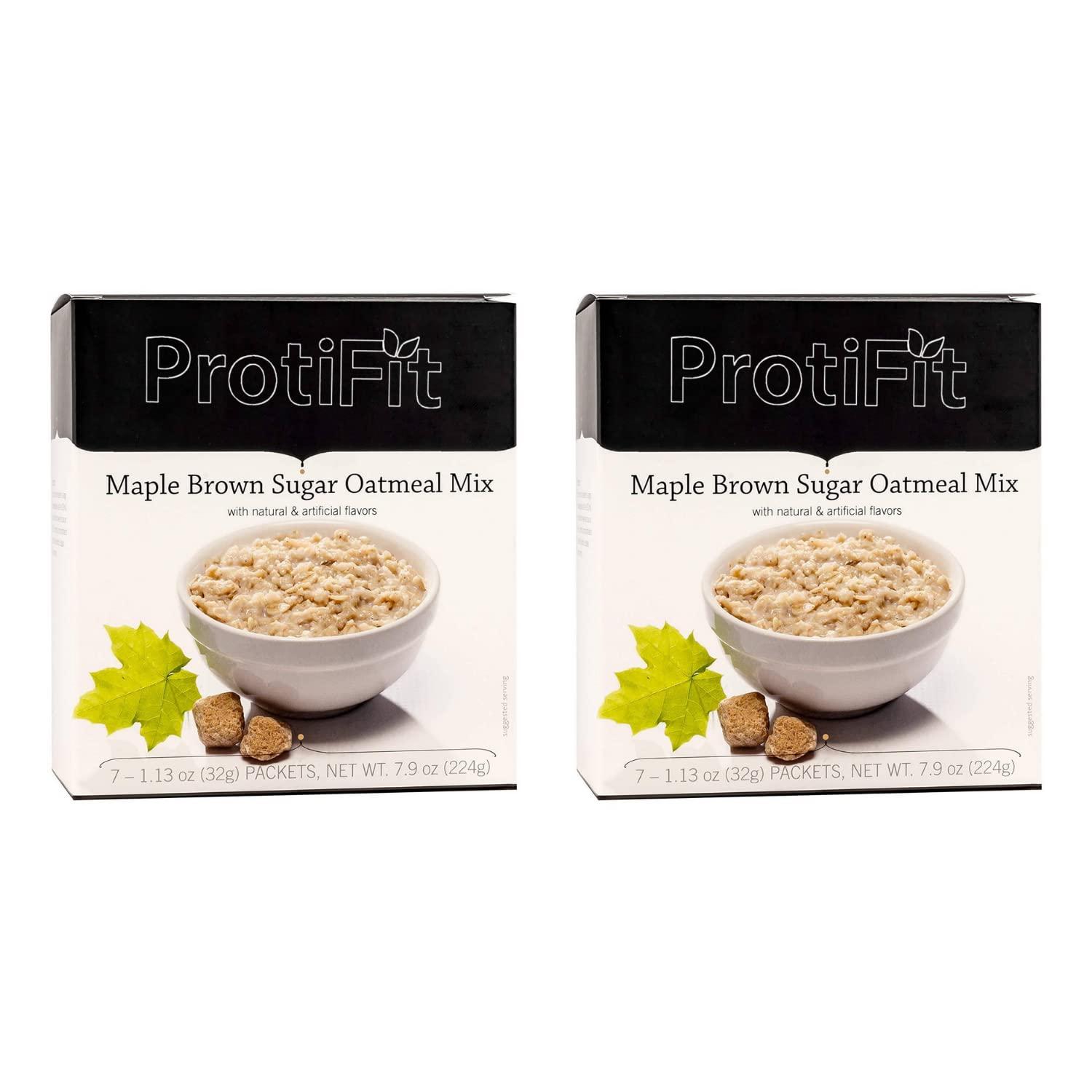 PROTIFIT PROTIFIT - High Protein Maple Brown Sugar Oatmeal Mix 2 Pack, 15g Protein, Low Calorie, Low Fat, Low Sugar, Low Carb, Ideal Protein Compatible, 7 Servings Per Box (2 Pack)