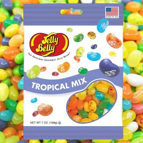 Needzo Jelly Bean Tropical Mix Shareable Medium Bags, Bulk Fruit Flavored Gourmet Chewy Candies for Gift Baskets, Pack of 2, 7 Ounce Bag