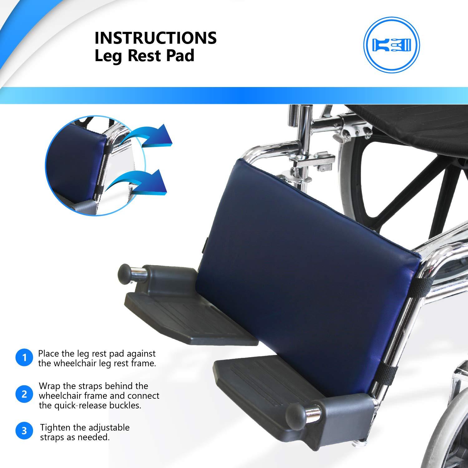 NYOrtho NYOrtho Wheelchair Leg Rest Cushioned Pad, 16x9 Inches - Premium Calf Pad with Wipe-Clean Vinyl Cover and Quick-Release Straps - Leg Support pad to Prevent Feet from Slipping Behind Footrests