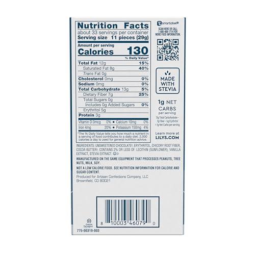 Lily's LILY\'S Extra Dark Chocolate Style No Sugar Added, Sweets Bars, 2.8 oz (12 Count)