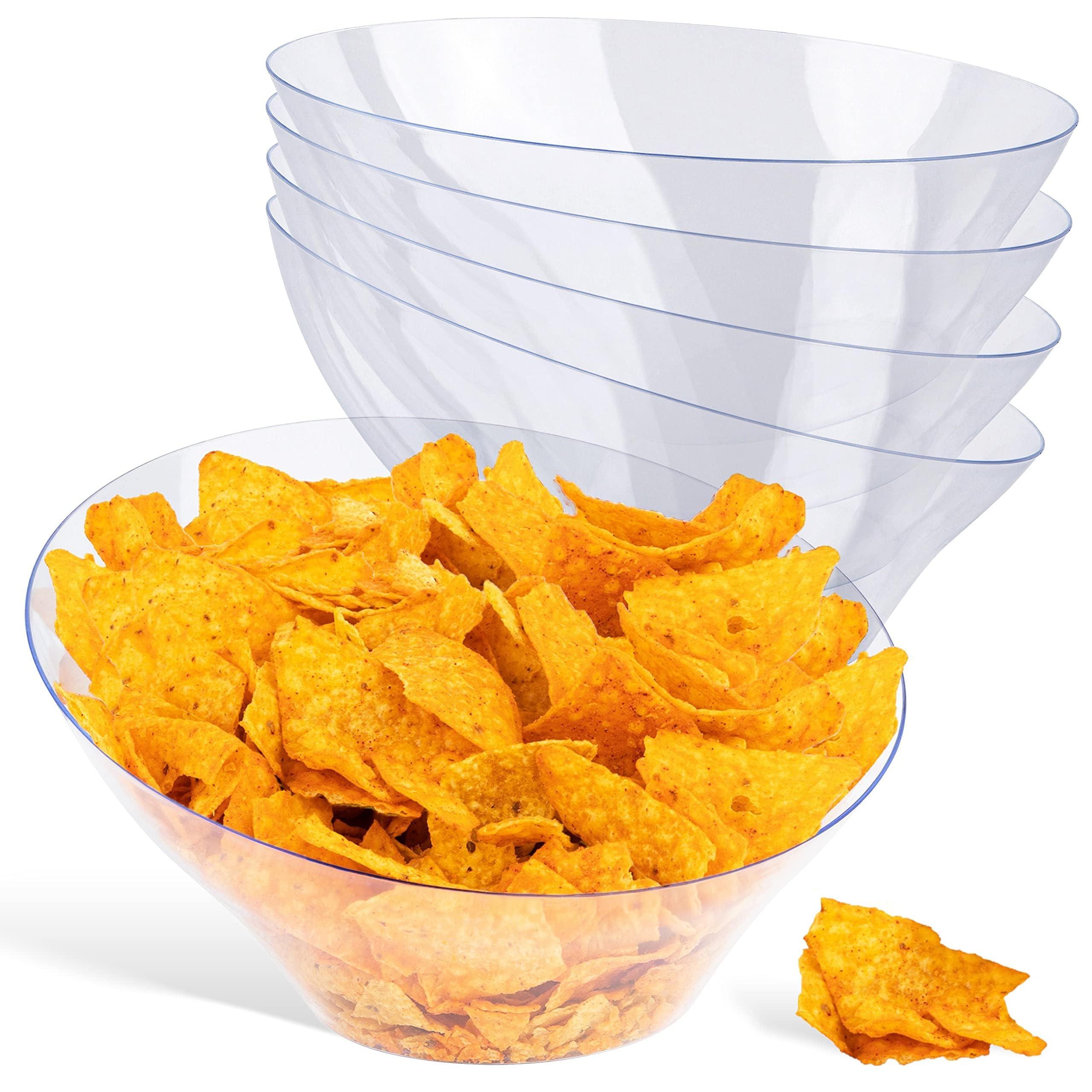 Stock Your Home 54oz Clear Plastic Serving Bowls (4 Pack) Large Disposable Candy Dishes, Buffet Containers for Chips, Popcorn, Snacks, Punch, Salad Bar, Snack Bowl, Parties, Office Desk, Bridal Shower, Party Supplies