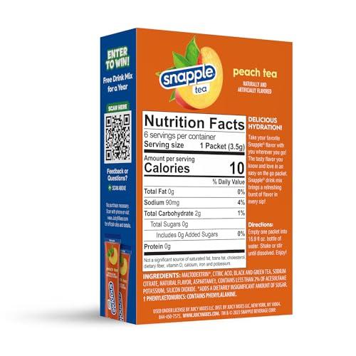 Juicy Mixes Snapple Tea Sugar Free & Delicious, Made with Natural Flavors (Peach, 72 Sticks)