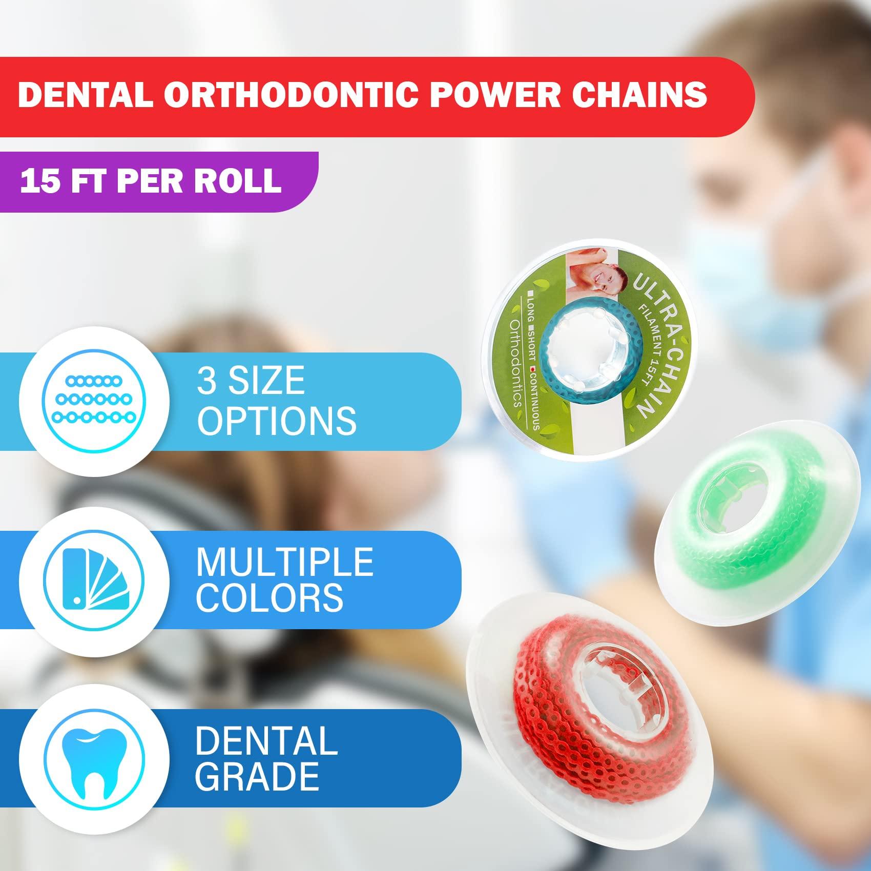 Annhua Annhua Orthodontic Power Chain Dental Spool Elastic Rubber Band Power Chains for Braces, Black Powerchain Braces Chain - 4# (Continuous)