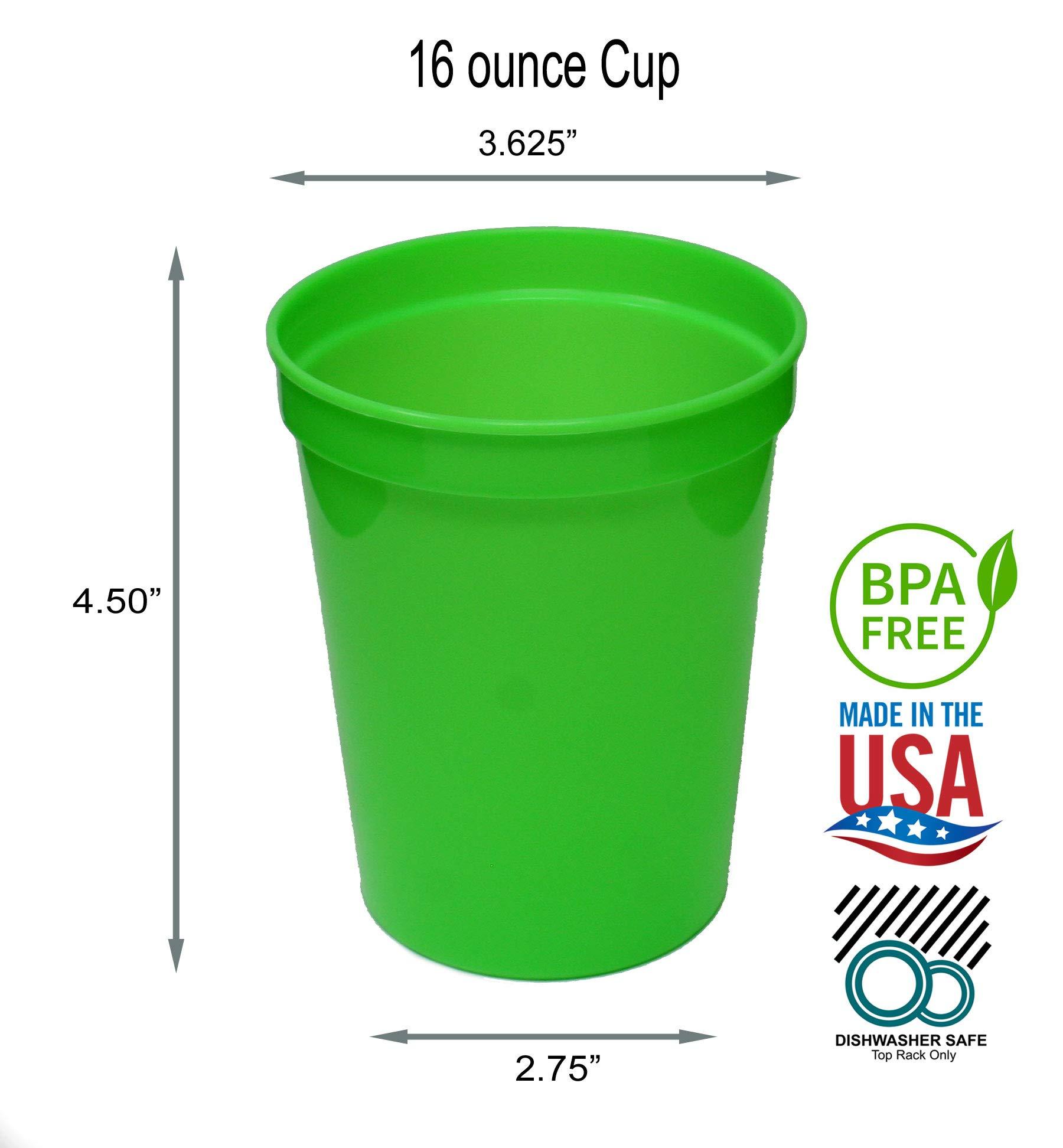 Rolling Sands Rolling Sands 16 Oz Reusable Plastic Stadium Cups, Bulk 50 Pk, USA Made, BPA-Free Dishwasher Safe Plastic Tumblers, Lime Green