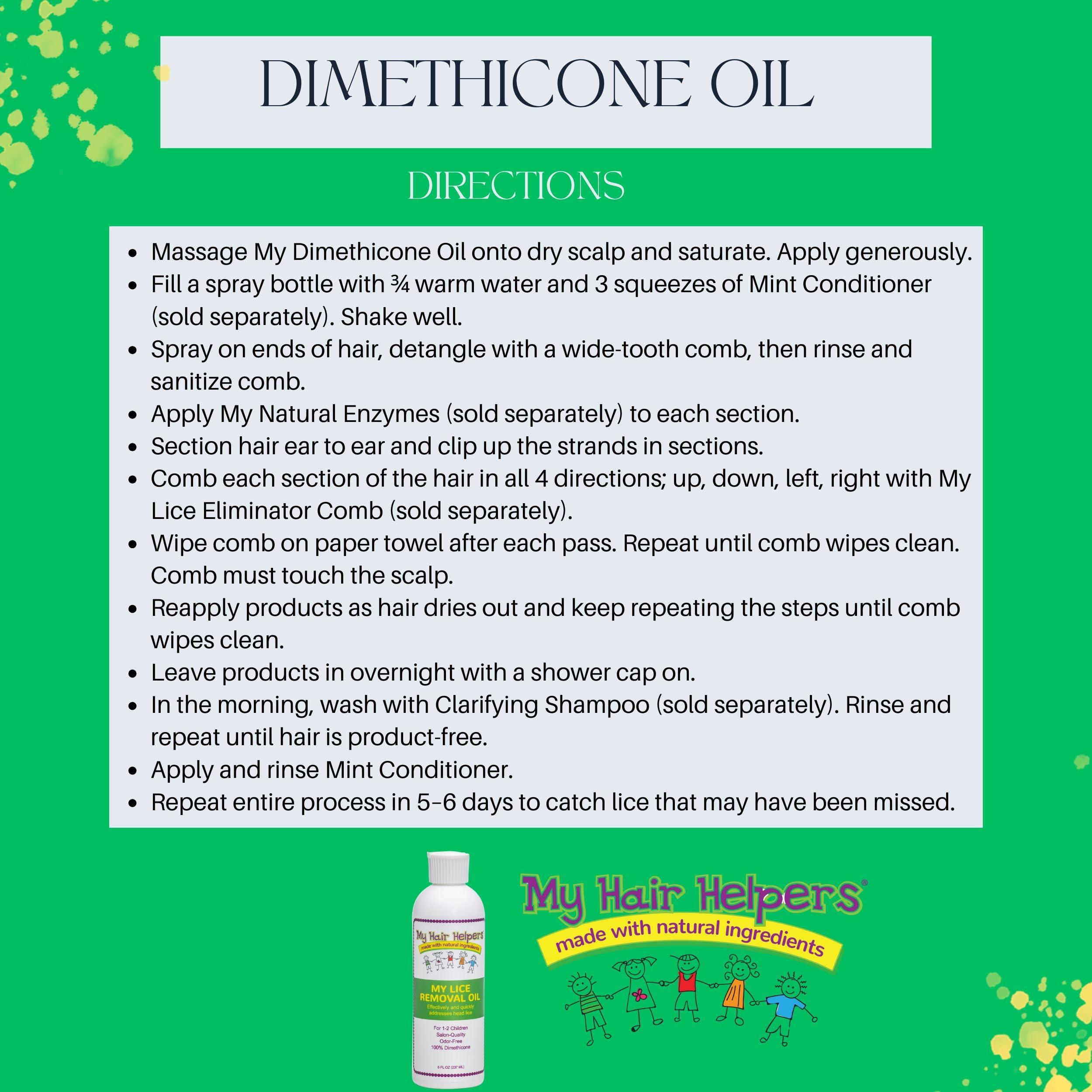 MY HAIR HELPERS NATURAL LICE REMOVAL My Hair Helpers Dimethicone Oil for Lice and Nits, Traps Bugs and Their Eggs, 16 fl Ounces, Works on 2-3 Kids