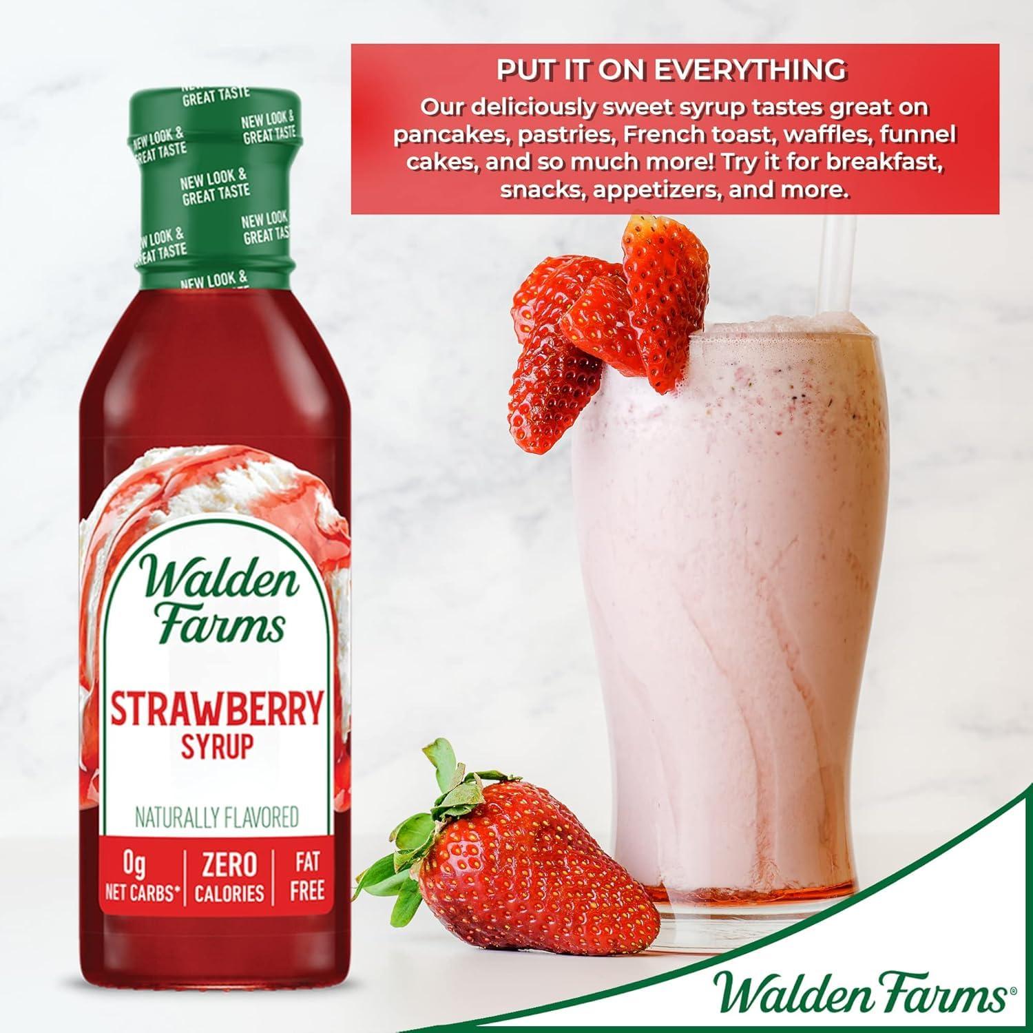 Walden Farms Walden Farms Strawberry Syrup - Calorie-Free, Sugar-Free, Keto-Friendly, Low Carb, Gluten-Free, Vegan Strawberry Syrup Alternative for Desserts, Smoothies, Breakfast, (12 oz Bottle x 2)
