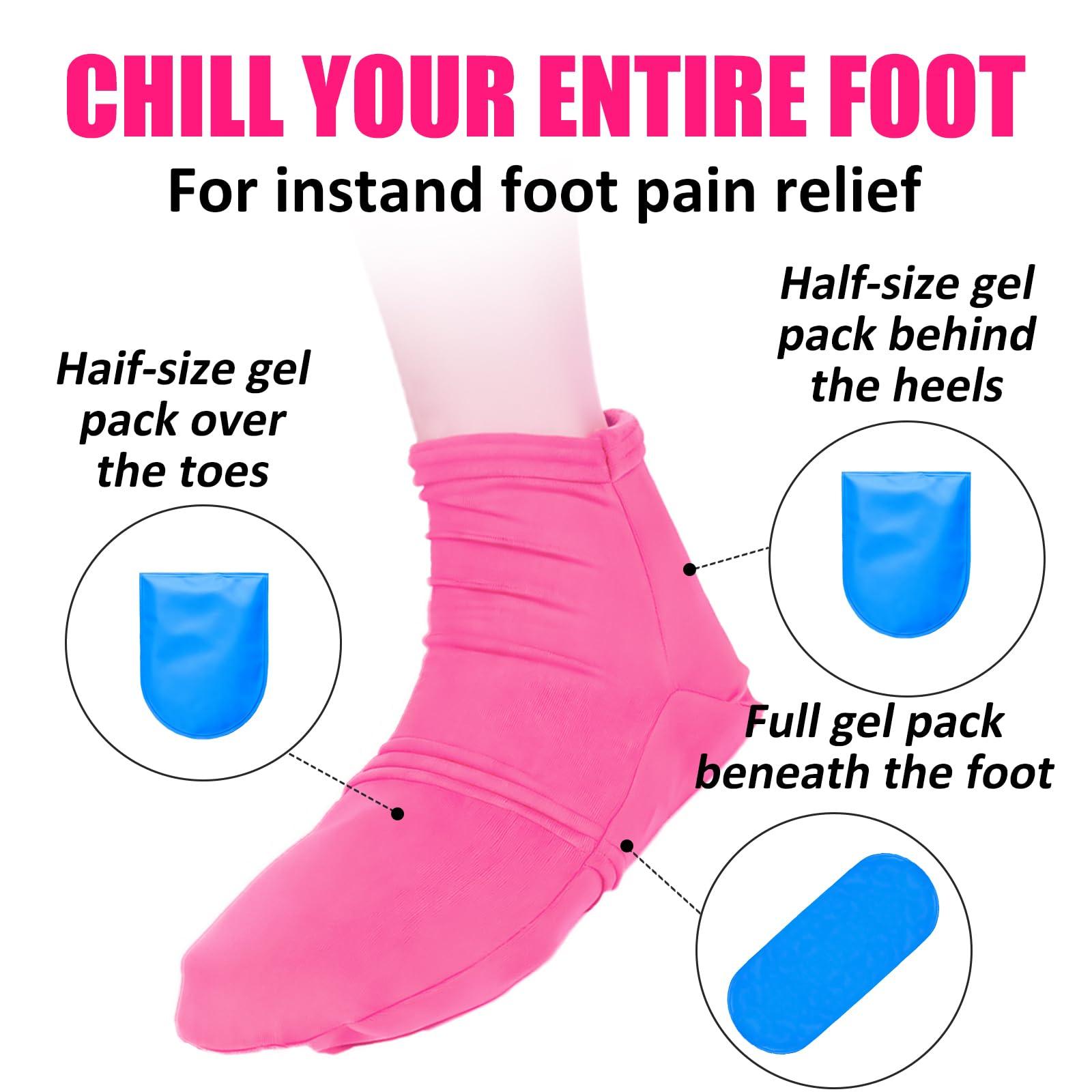 coldpa Reusable Cold Therapy Socks, Gel Ice Pack for Feet Heels Injuries Swelling, Hot and Cold Therapy Socks for Plantar Fasciitis Neuropathy Chemotherapy Pain Relief for Foot Ankle (Pink)