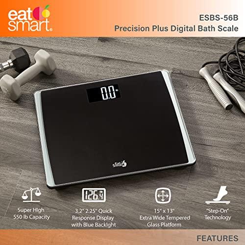 EatSmart Eat Smart Precision Digital Bathroom Scale, 550 lb High Capacity Scale, Extra Wide Platform, Bath Scale for Body Weight, Black