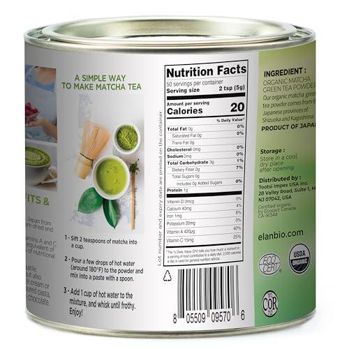 Elan Elan Organic Matcha Tea Powder, Non-GMO, Vegan, Gluten-Free , 8.8 oz (Pack of 6)
