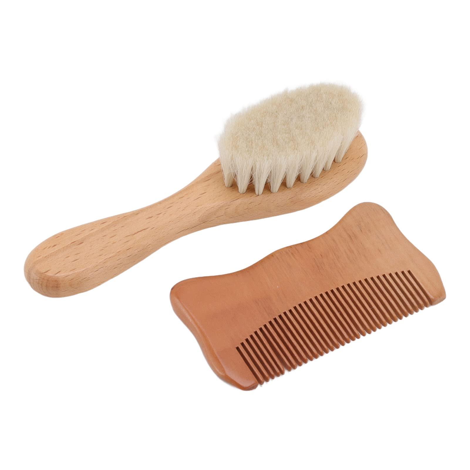 Vomeko Vomeko Wooden Baby Hair Brush and Comb Set - Baby Bathing Wood Comb, Wool Brush for Infants, N atural Bristle Baby Brush, Perfect Infant Hair Care and Grooming Set