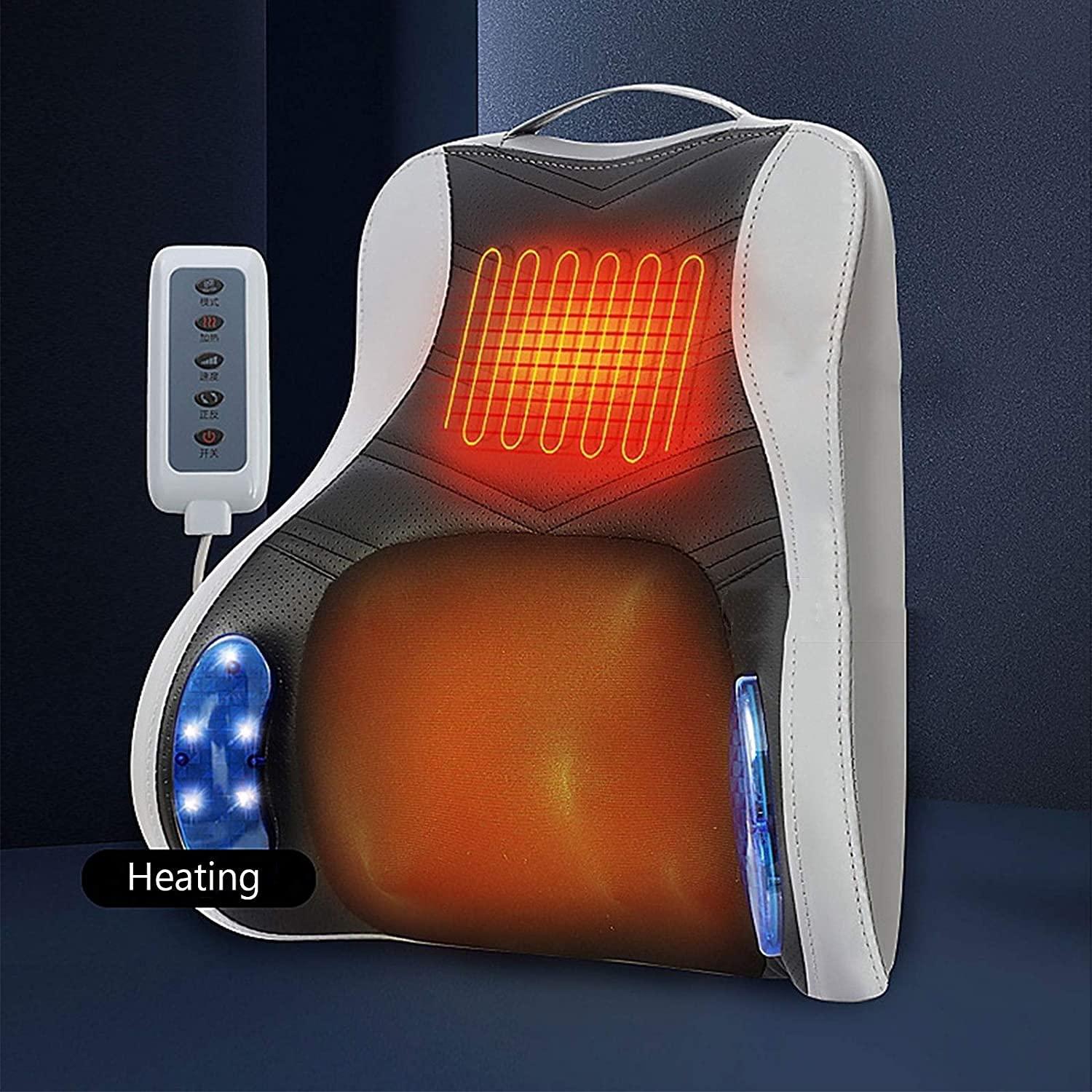 SMSOM SMSOM Back Massager - Back and Neck Massager Pillow, Heat Deep Tissue Kneading Massage for Full Body Muscle, Best Relaxation Gifts (Color : Gray)