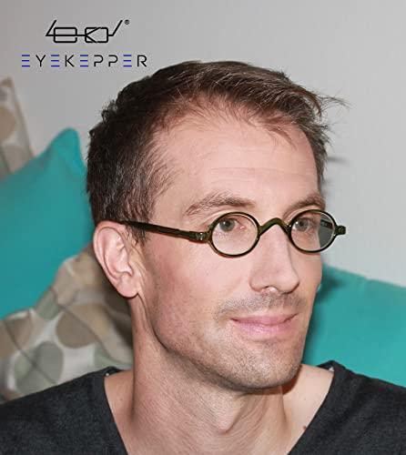 Eyekepper Eyekepper Small Oval Round Reading Glasses Vintage Mini Reader Eyeglasses for Men Women Reading with Spring Hinges Green Frame +2.50