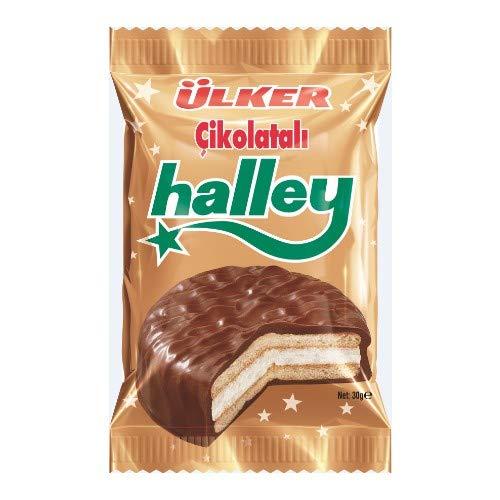 Ulker Ulker Chocolate Marshmallow Cookies - Halley Chocolate Covered Marshmallow Sandwich, 30gr x 24 pcs