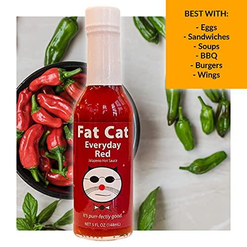 FAT CAT GOURMET CONDIMENTS AND HOT SAUCES IT\'S PU Everyday Red Jalapeno Pepper Hot Sauce by Fat Cat Gourmet | All Natural | Flavorful, Fresh and Versatile | Enhances Everyday Foods | Medium Heat | Gluten Free, Vegan & Keto Friendly | 1 Bottle