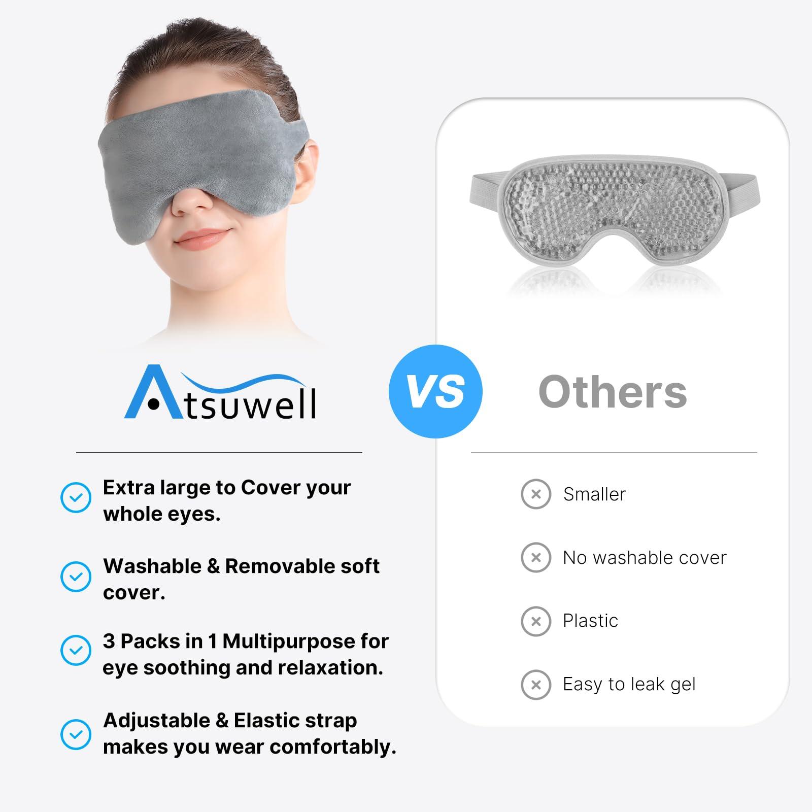 Atsuwell Atsuwell Cooling Heated Eye Mask for Dry Eyes, Microwave Warm Eye Compress for Relaxation, Sinus Pressure, Multipurpose Eye Bag with Flaxseed, Cold Gel Pad and Silky Cotton Insert