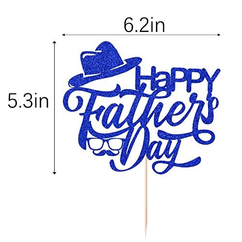 Kaoenla Father\'s Day Cake Topper-Happy birthday dadHappy Father\'s Day Best Dad Ever cake Topper The Men Birthday Party Picks for Cake Decorations Toppers (Blue)