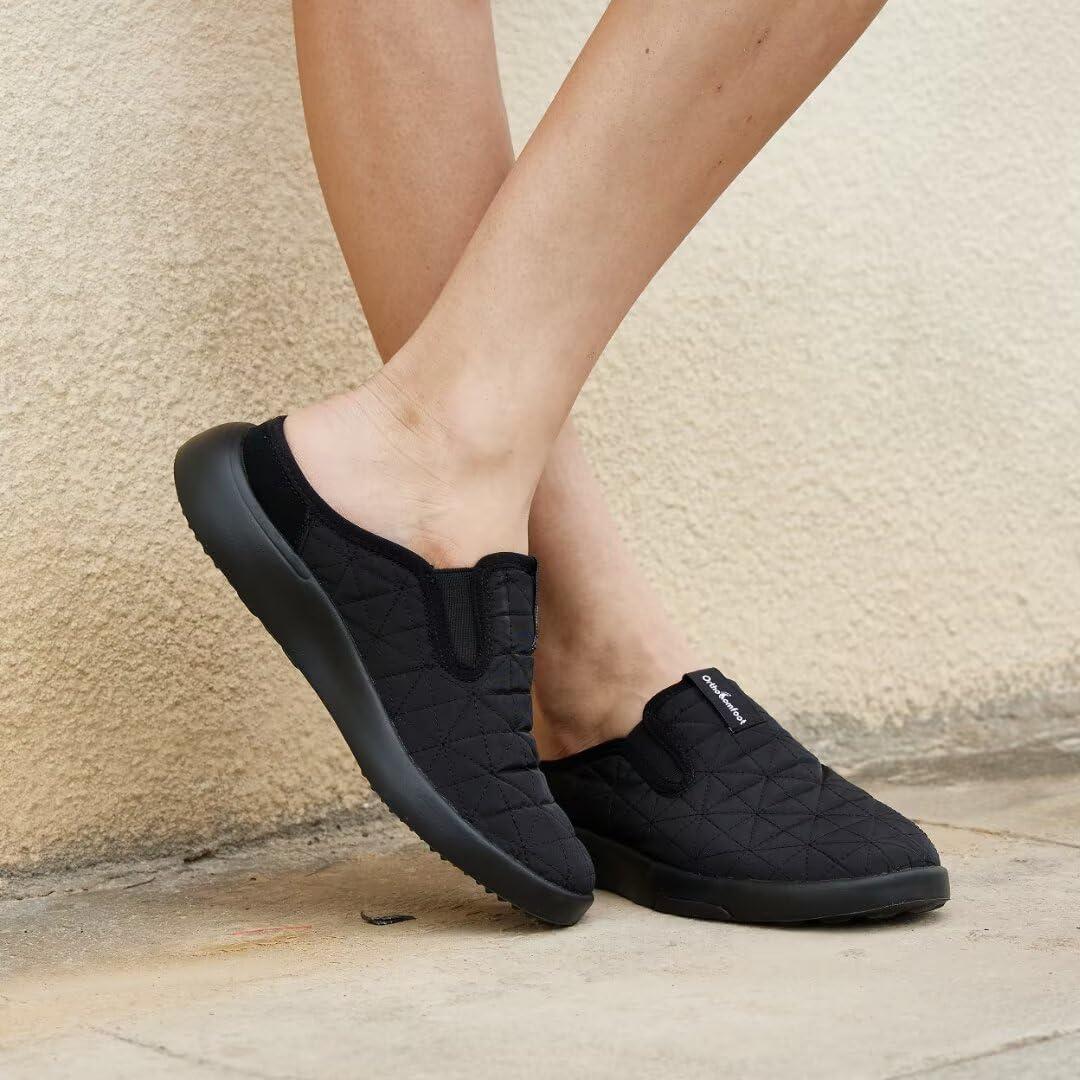 OrthoComfoot Men\'s Orthopedic Slip-On Loafers Walking Shoes with Arch Support: Plantar Fasciitis Suede Loafer Shoes for Achilles Tendonitis, Slip-On Shoes Indoor Outdoor for Fall Black Size 8