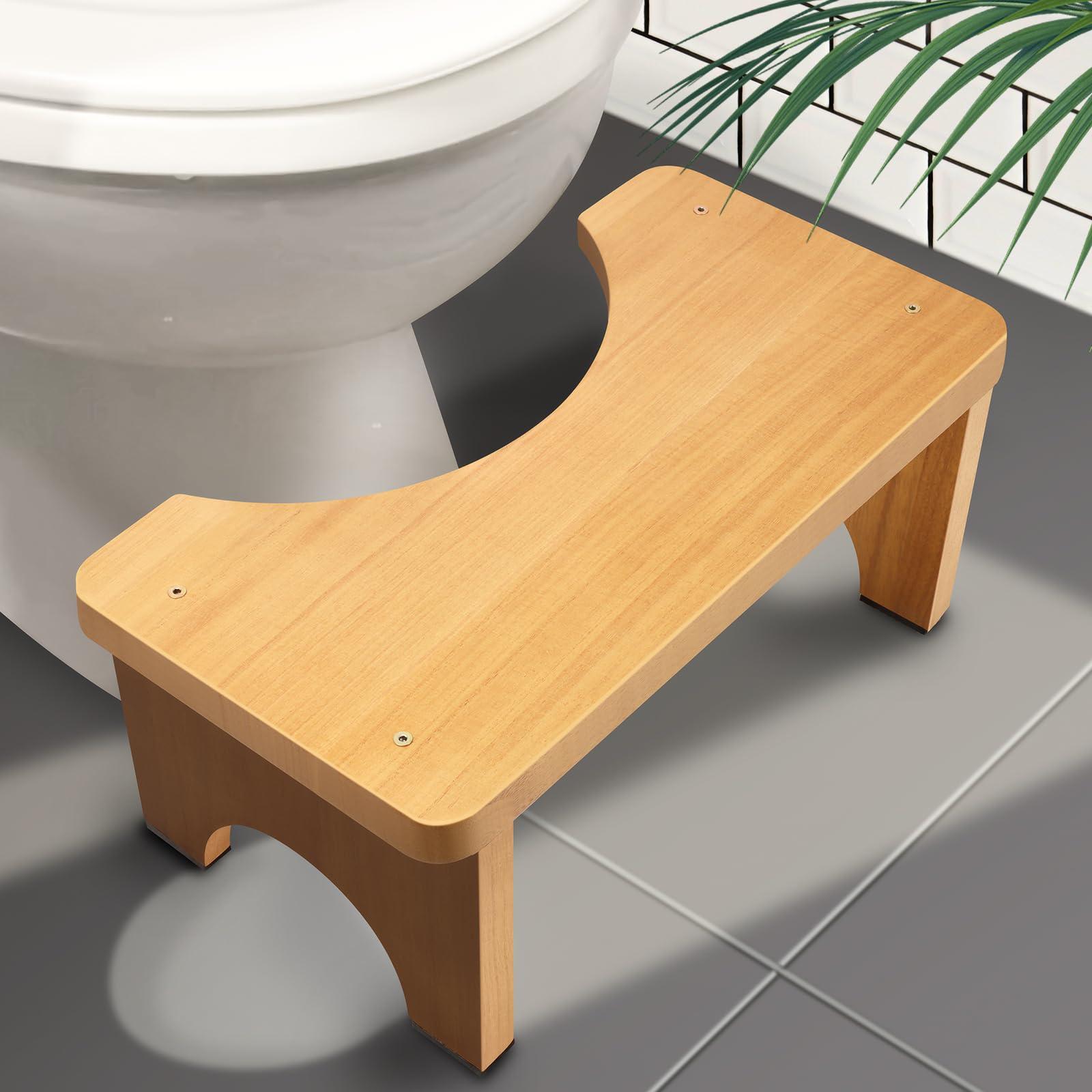 AZEN AZEN Toilet Stool Squat Adult, Wood Poop Stool for Bathroom Adults, Portable Toilet Potty Stool for Adults, 7 Inch Height