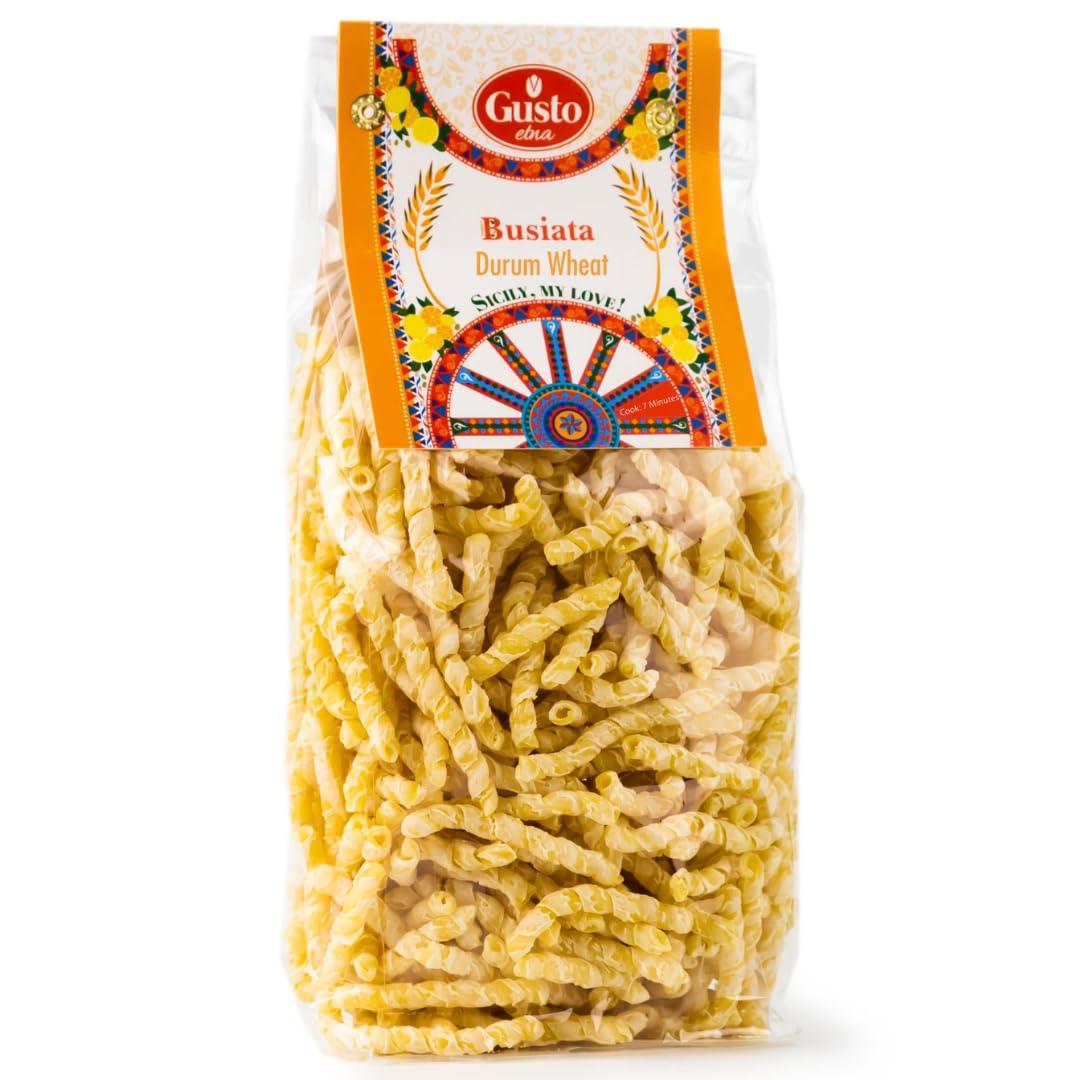 GUSTO ETNA Busiata Pasta, Spiral Pasta (500 gr), Artisan Italian Pasta, Busiate Pasta, Product of Italy, Non GMO, by Gusto ETNA