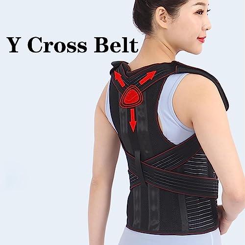 GHAKKE Adjustable Full Back Support Brace Posture Corrector For Men And Women, Comfortable Upper And Lower Back Support Belt, Providing Pain Relief From Neck Back Shoulder Clavicle ( Color : Black , Size : S
