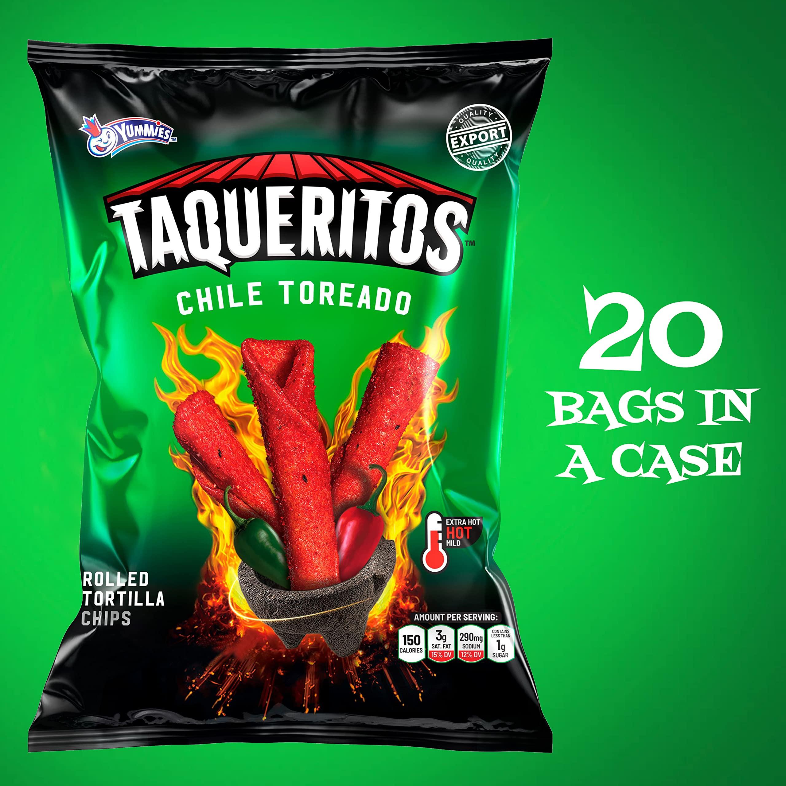 Taqueritos Taqueritos Rolled Tortilla Chips in Chile Toreado Flavor 8 oz, 20 Pack