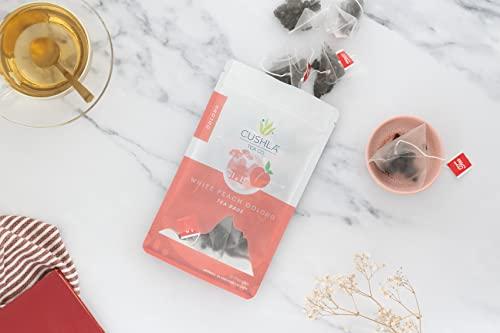 CUSHLA Whole Leaf White Peach Wuyi Oolong Tea Bags - No Artificial Ingredients Makes 40 Cups