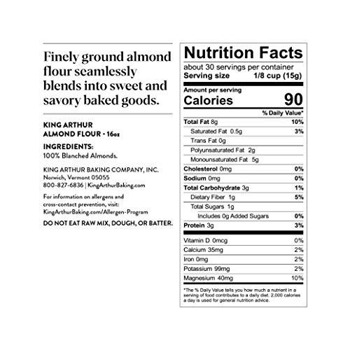 King Arthur King Arthur, Almond Flour, Certified Gluten-Free, Non-GMO Project Verified, Certified Kosher, Finely Ground, 16 Ounces