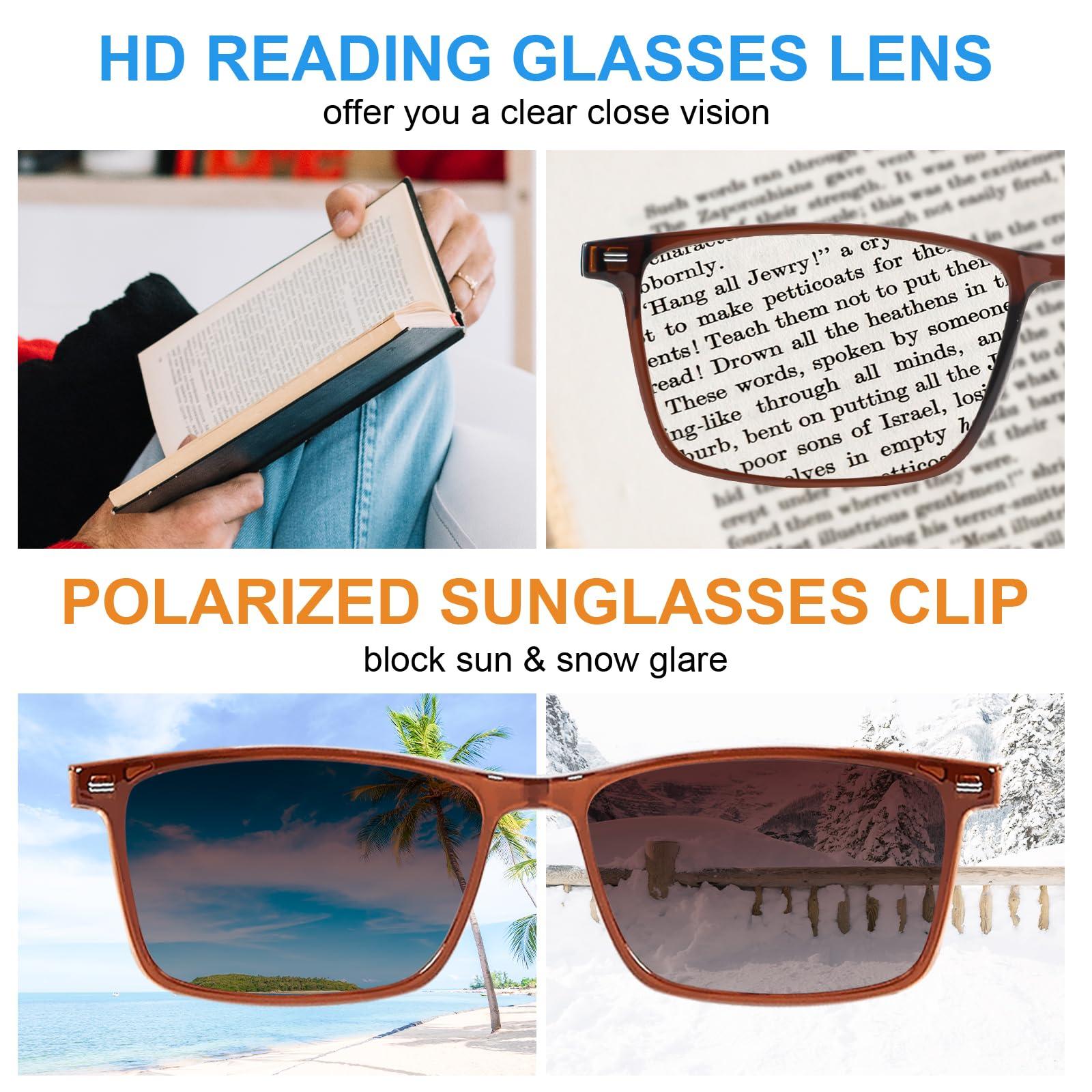 WEMOOTANTS WEMOOTANTS Reading Glasses 1.75 Men, Polarized Sunglasses with Full Readers, Men's Rectangle Brown Readers 1.75+