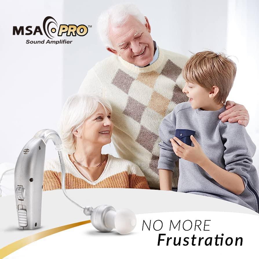 MSA 30X MSA PRO Sound Amplifier, Amplifies Sound by 30 Times, Alternative to Hearing Aids for Seniors, Up to 20 Hours Continuous Use, Lightweight, Nearly Invisible, Adjustable Volume, Fast Charging, Silver, 1ct