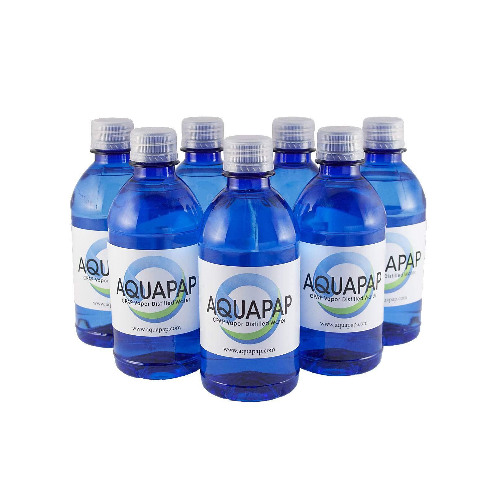 Aquapap AQUAPAP 12 Ounce 8 Pack Vapor Distilled CPAP Water | 1-2 nites per Bottle | for use with Resmed and Respironics Machines