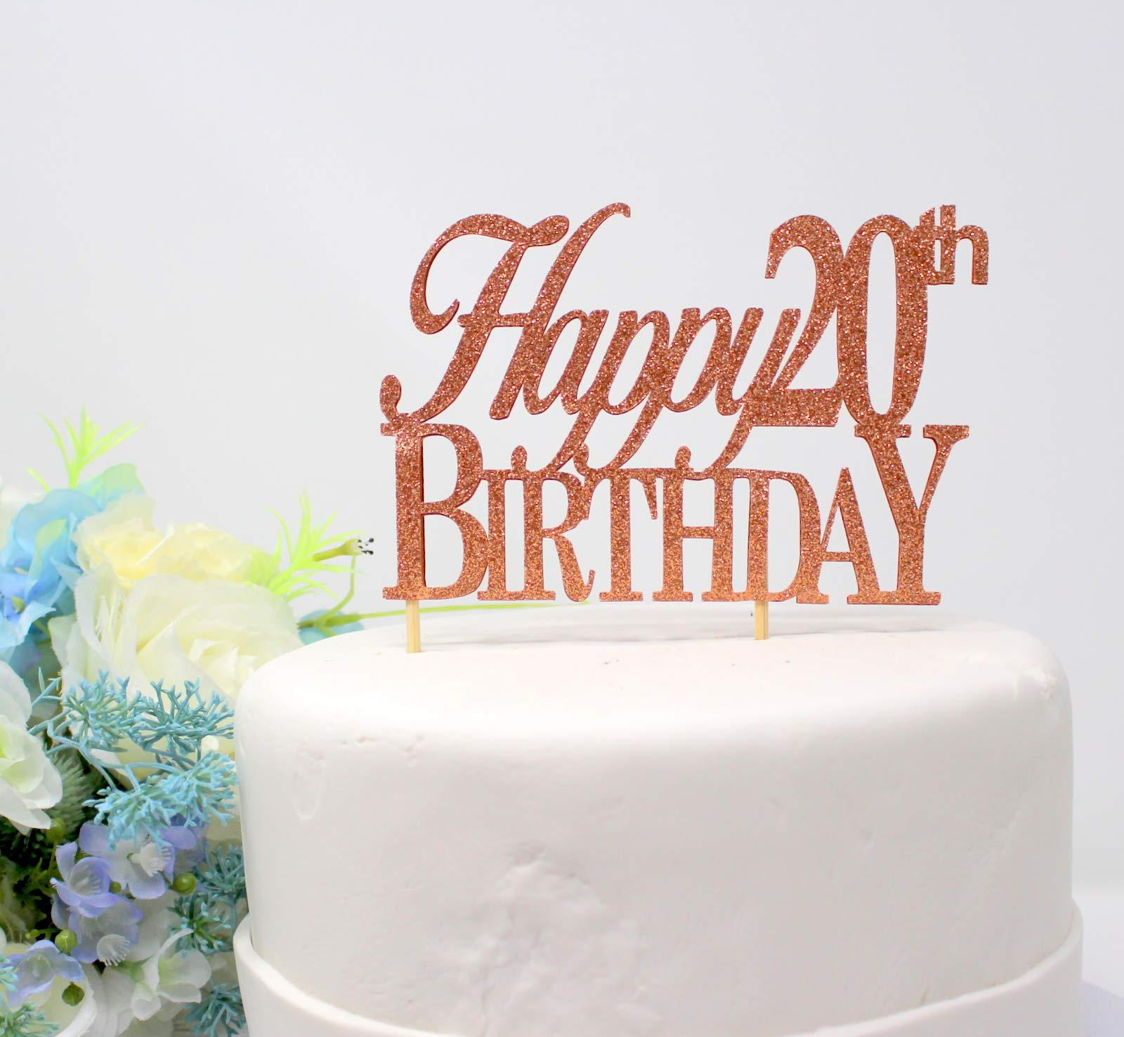 All About Details All About Details Happy 20th Birthday Cake Topper, 1pc, 20th birthday Cake Topper, 20th birthday decoration (Copper)