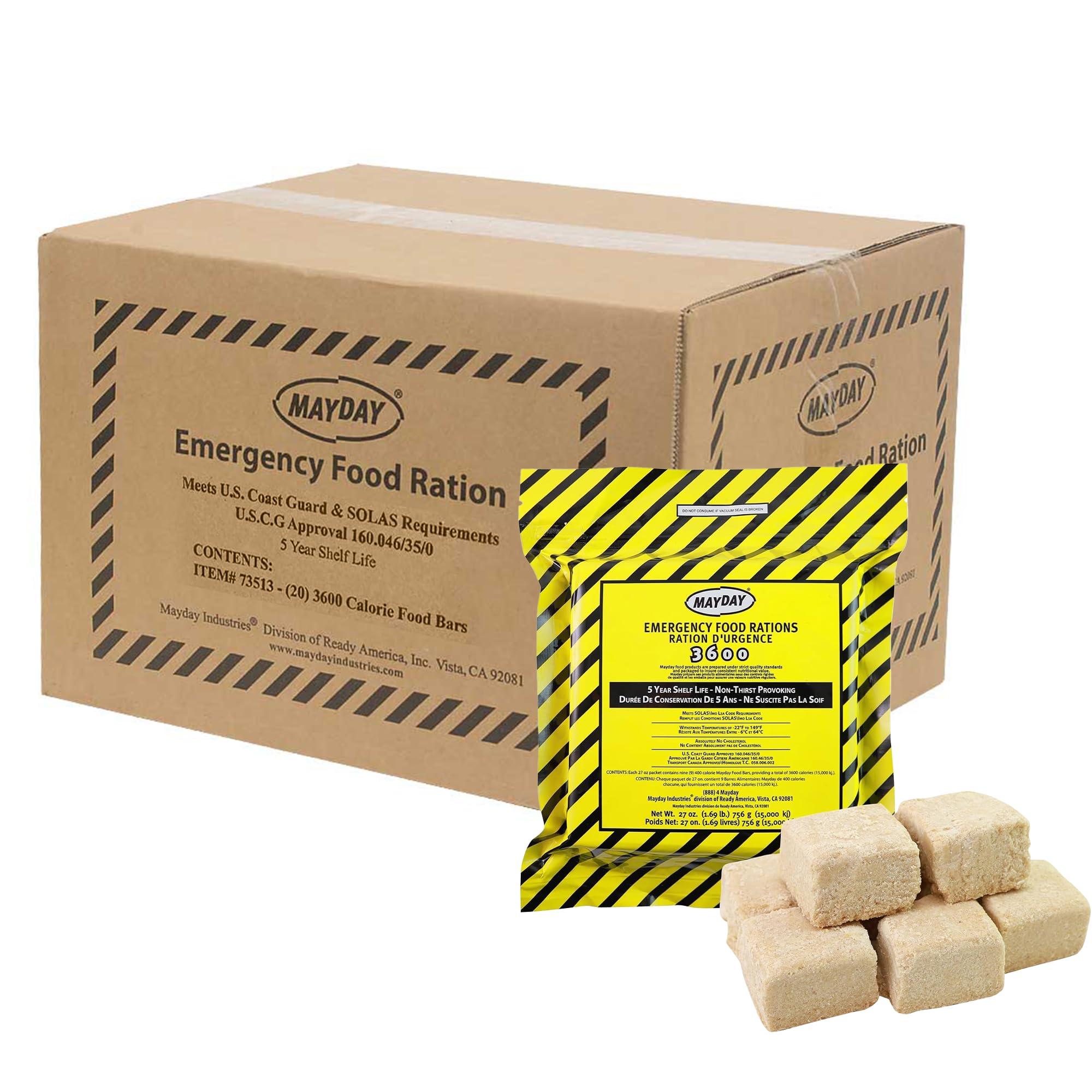 Mayday Mayday Food Bars Emergency 3600 Calorie Food Bars (20 per case) weight 39 lbs